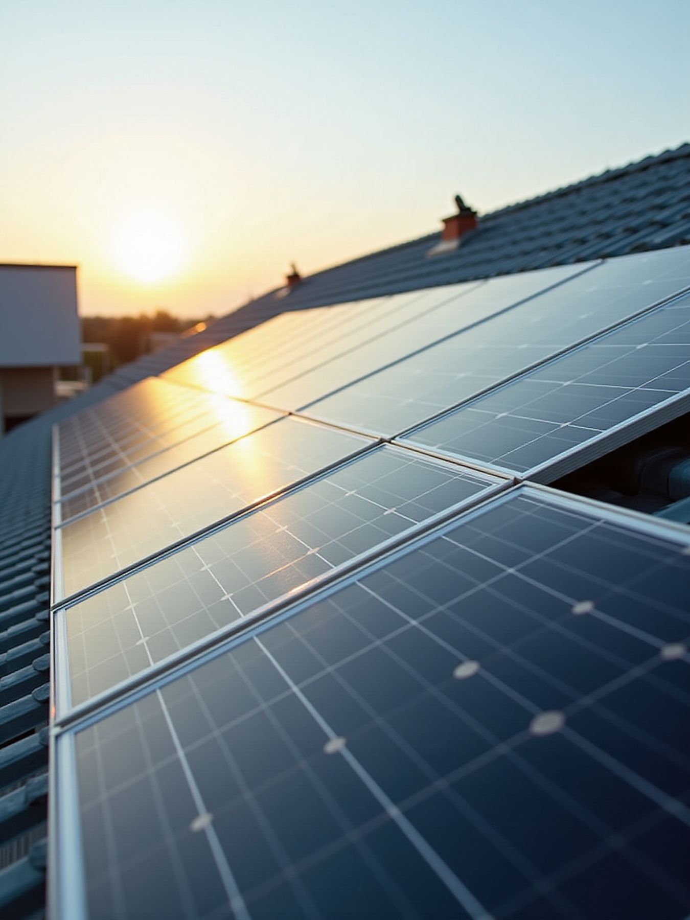 Solar array at sunset